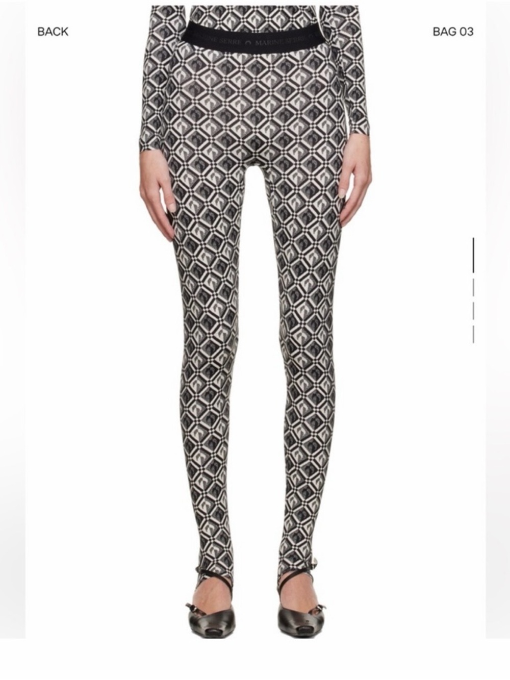 Marine Serre Black & White Moon Print Leggings and Top Set